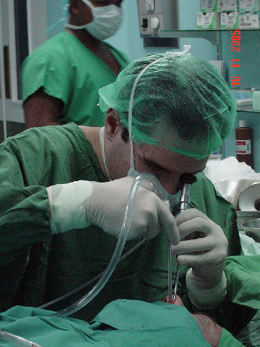 Dr. Gallardo at the surgery room performing an Endoscopic Sinus Suregery (FESS)